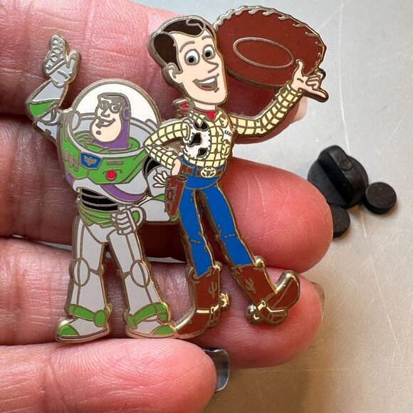 Disney Buzz Lightyear Woody Trading Pin Waving Hinged Toy Story Jewelry Badge - Picture 5 of 8